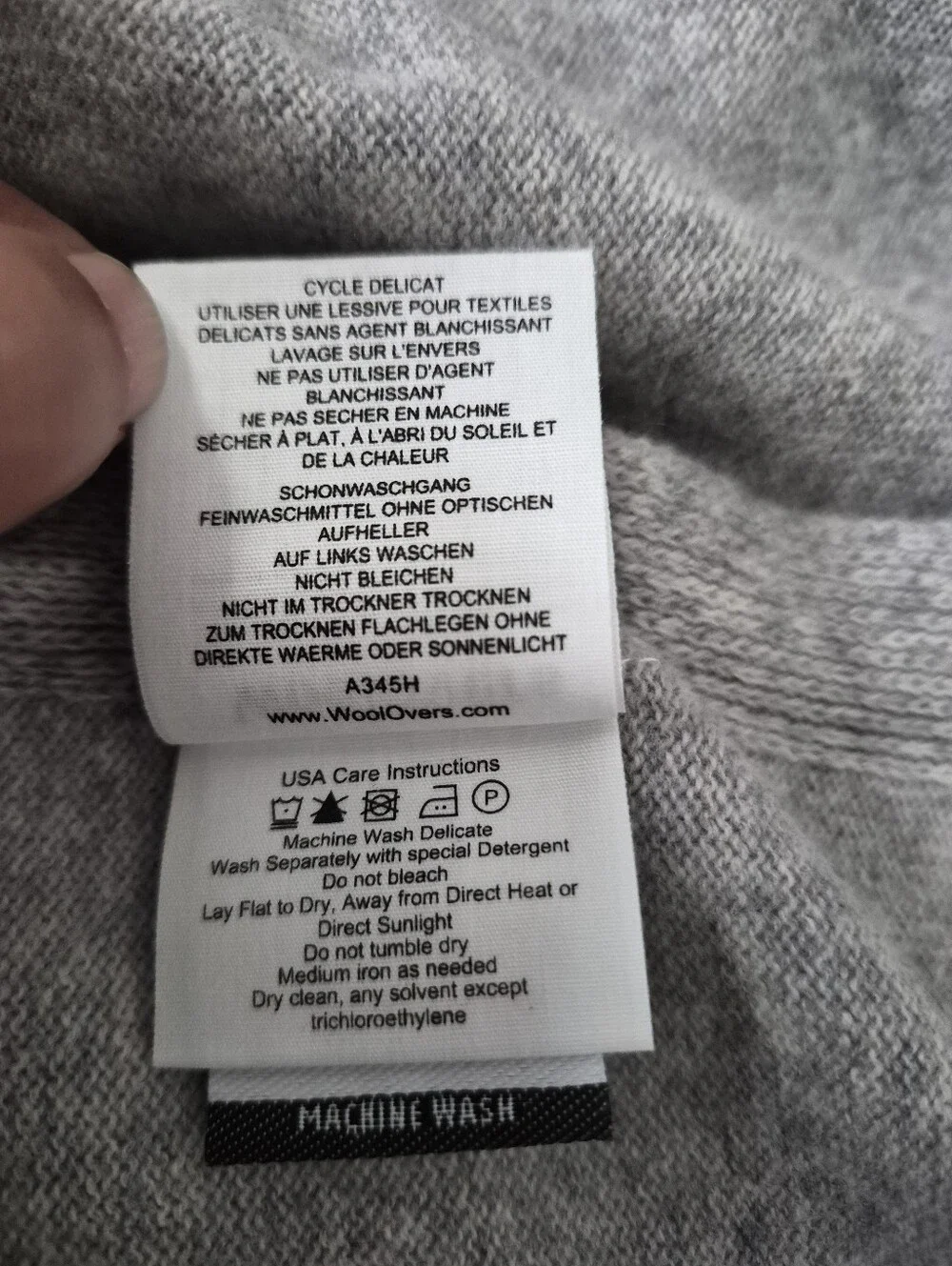 Woolovers Merino Wool Cashmere Blend Button Poncho Grey OS Quiet Luxury